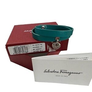 Salvatore Ferragamo Gancini Double Wrap Teal Bracelet - Pre Owned Condition